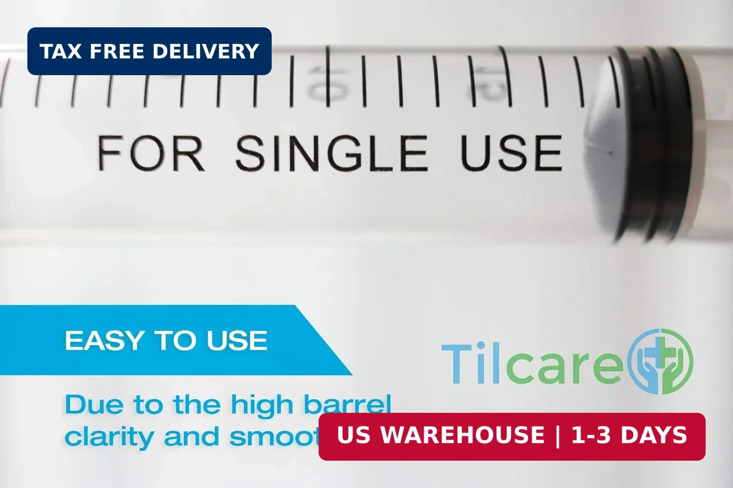 60ml Catheter Tip Syringe with Covers 5 Pack by Tilcare – Sterile Plastic Medici