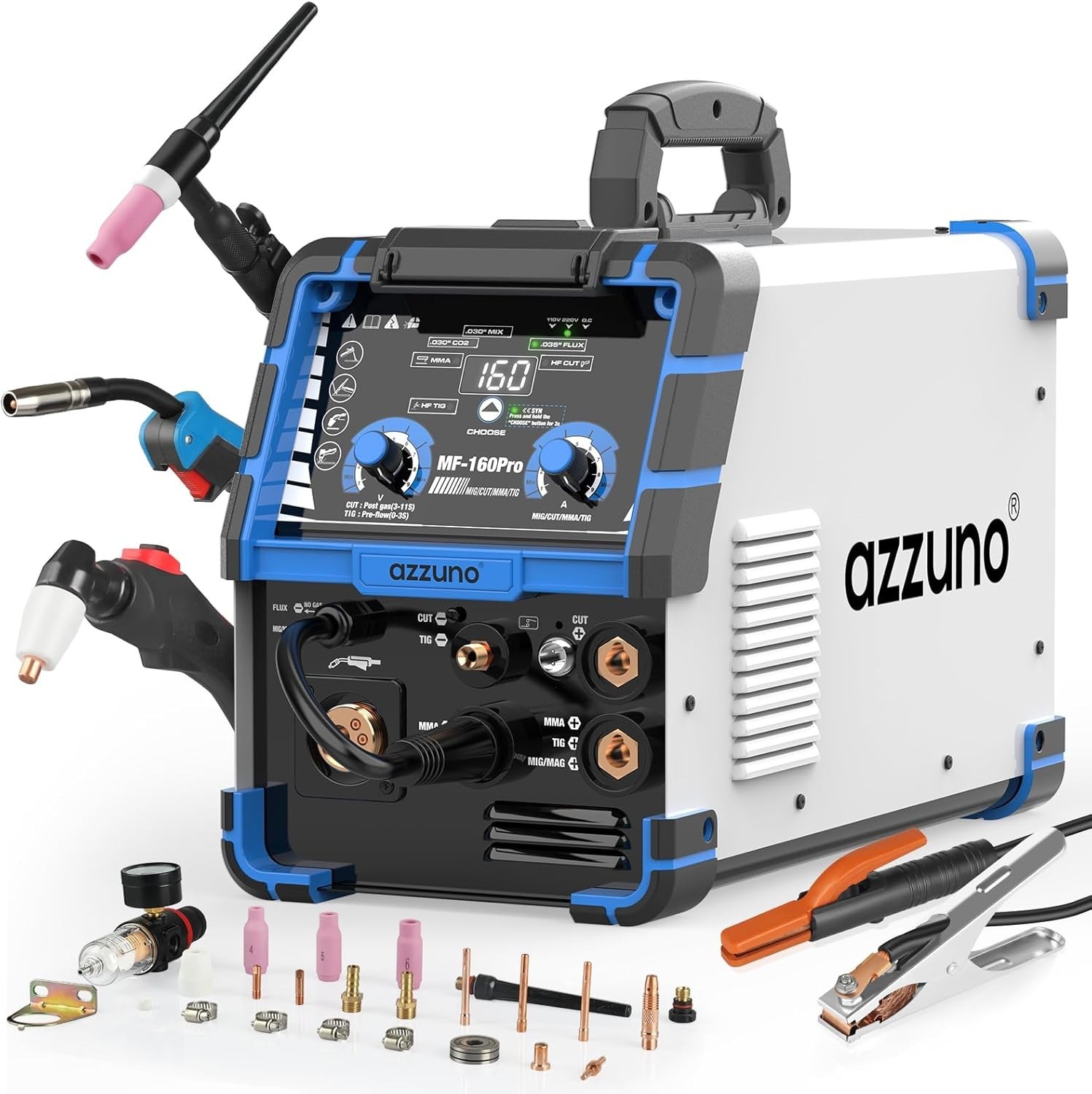 AZZUNO 5-in-1 Plasma Cutter Welder Combo Cut/Gas MIG/Flux MIG/HF TIG 110V/220V