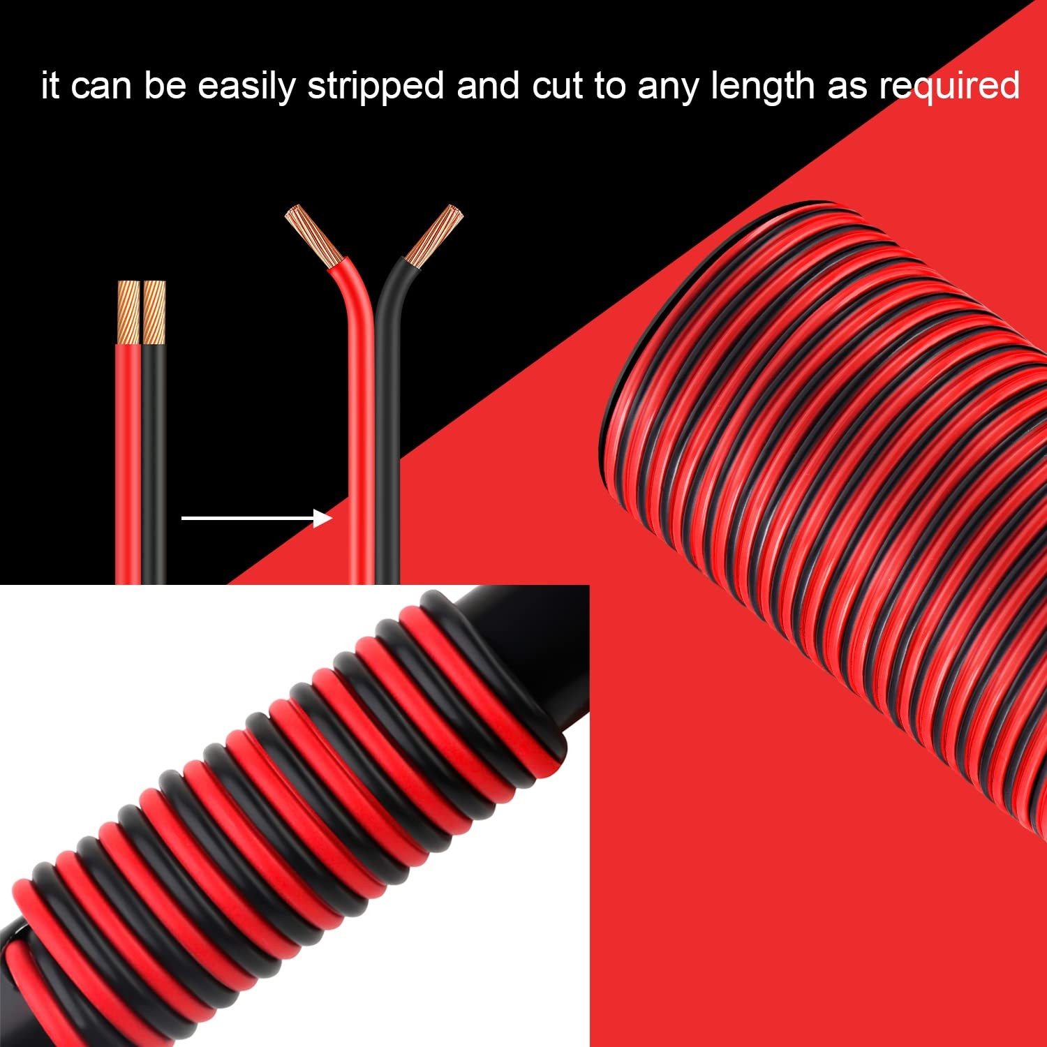 12Gauge 100FT Electrical Wire Cable 2 Conductors Red Black Cable Hookup LED L…