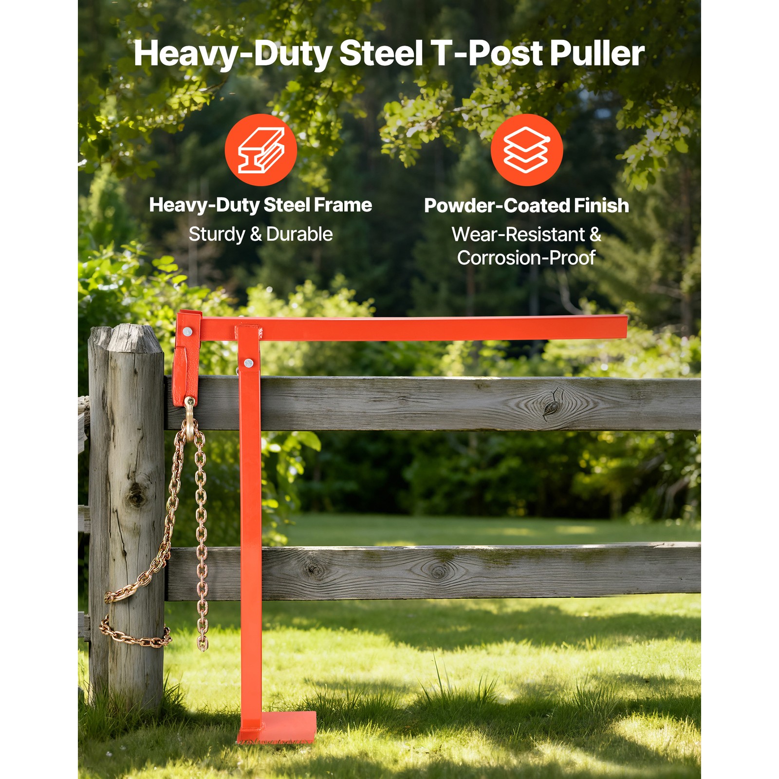 Uimoso 32 in T Post Puller with 43 in Chain for Heavy Duty Fence Removal