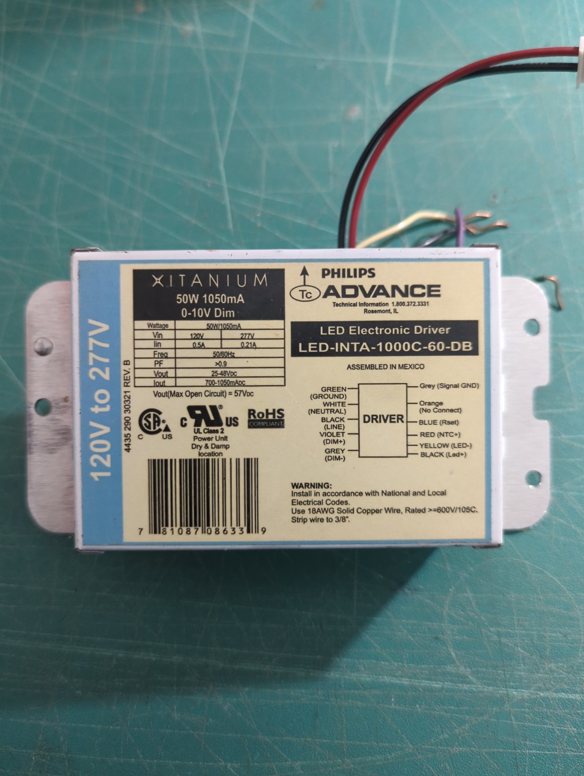 ADVANCE LED-INTA-1000C-60-DB LED Electronic Driver,Dimmable, TESTED (Lot Of 12)