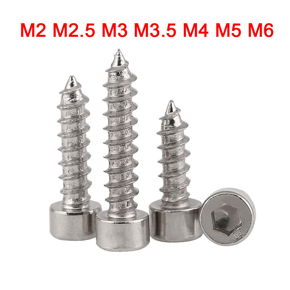 M2 M3 M4 304 stainless steel Hex Hexagon Socket Cap Head Self-tapping Wood Screw