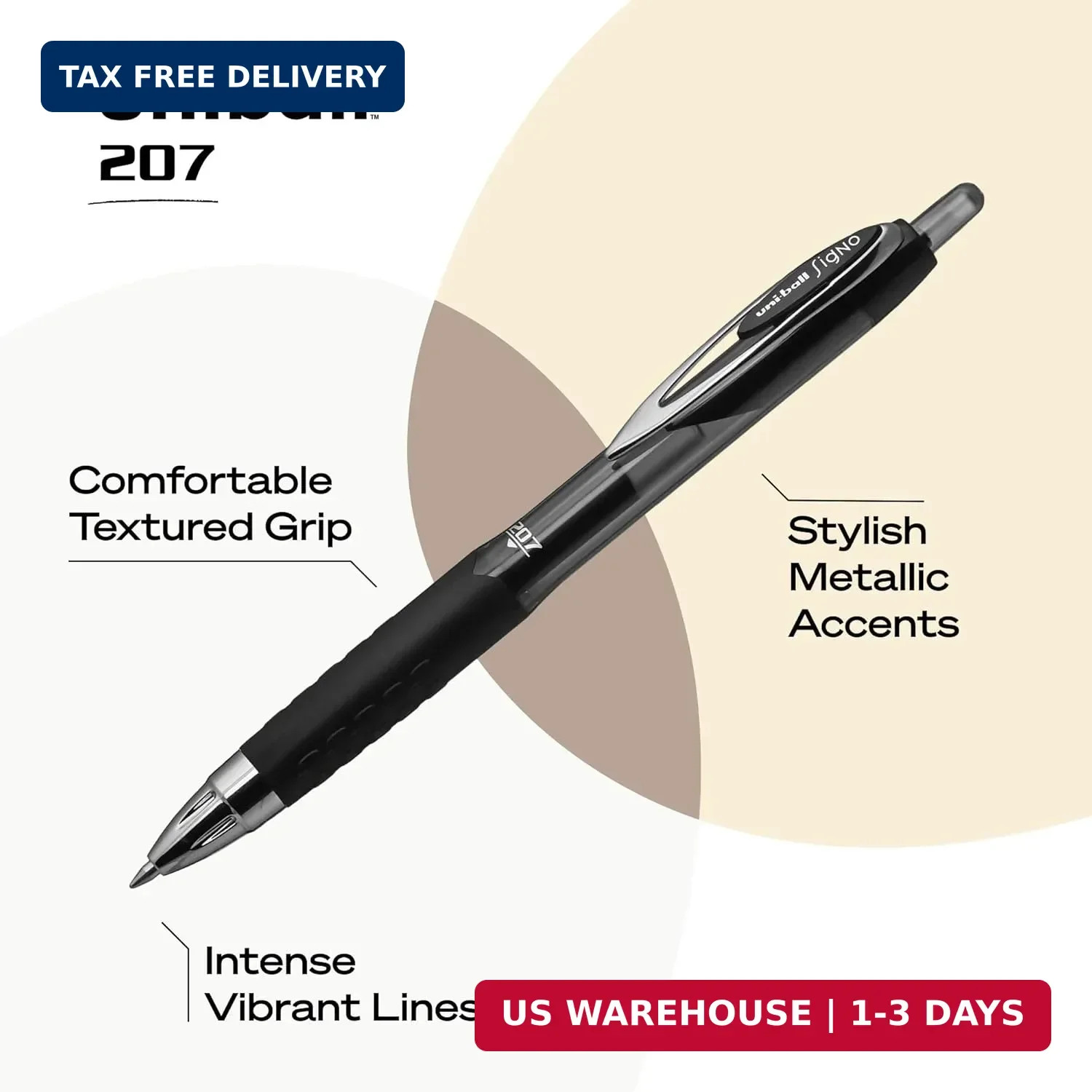 uni-ball® 207™ Retractable Fraud Prevention Gel Pens, Medium Point, 0.7 mm, Blac