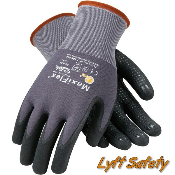 MaxiFlex Endurance Gloves 15G Grey Nylon Black Micro Large Hand Protection Work