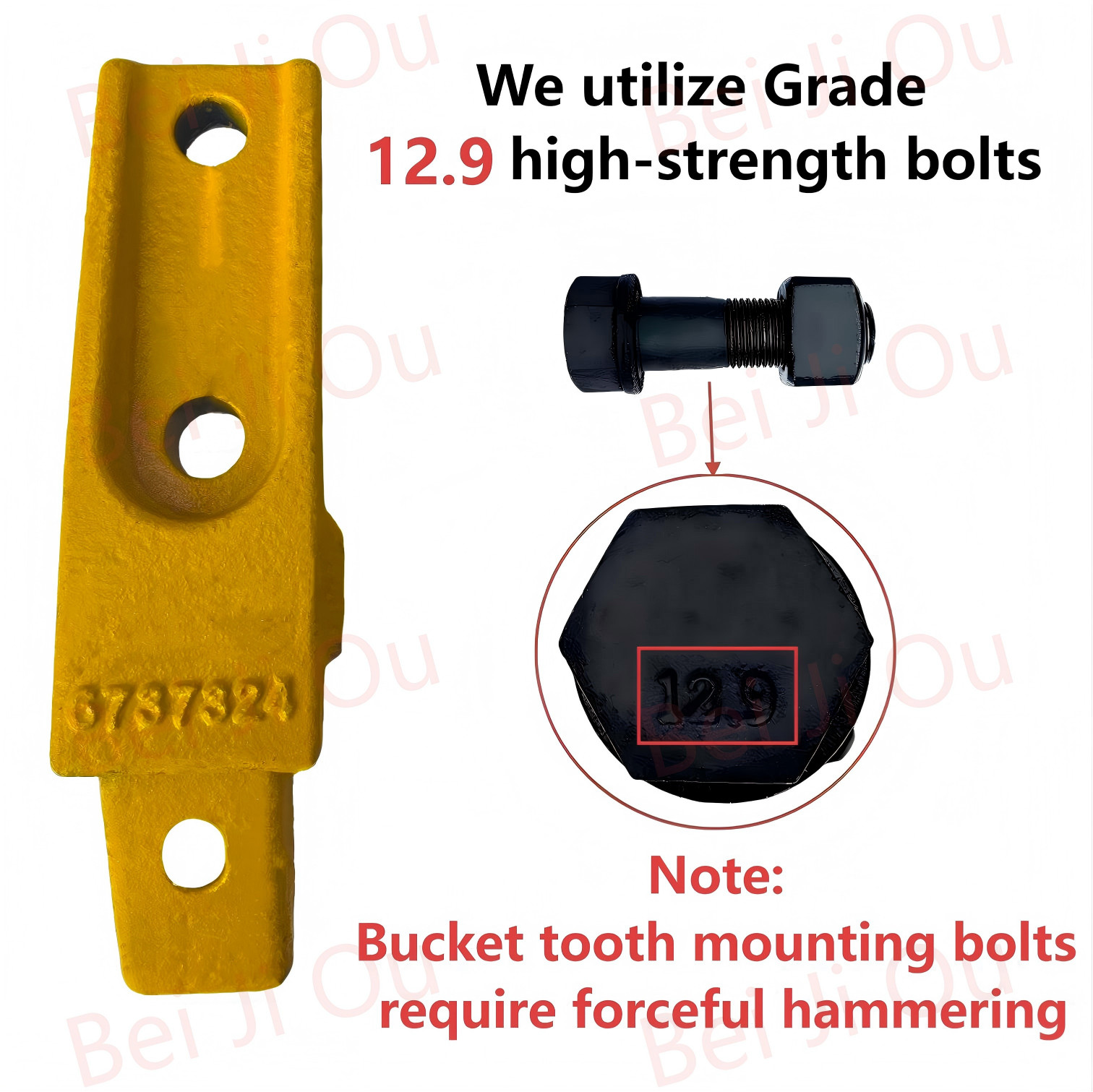 5 Bucket Teeth Assembly 6737322Y Fits Bobcat Bolt on Flush Mount Pin Skid Steer