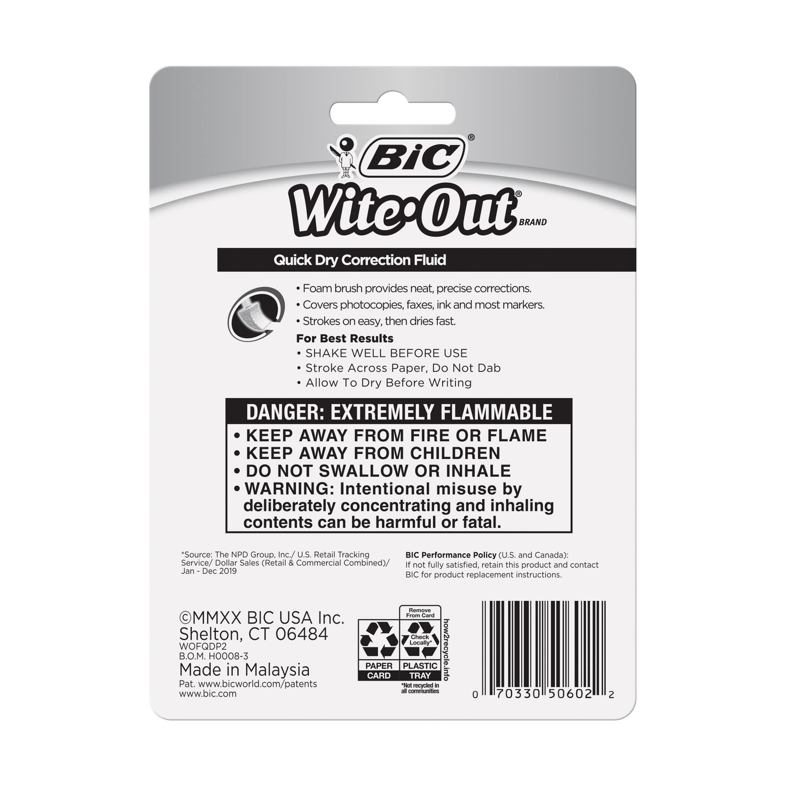 Bic Wite-Out Quick Dry Correction Fluid – 2 pack – 2 Count (Pack of 1), White