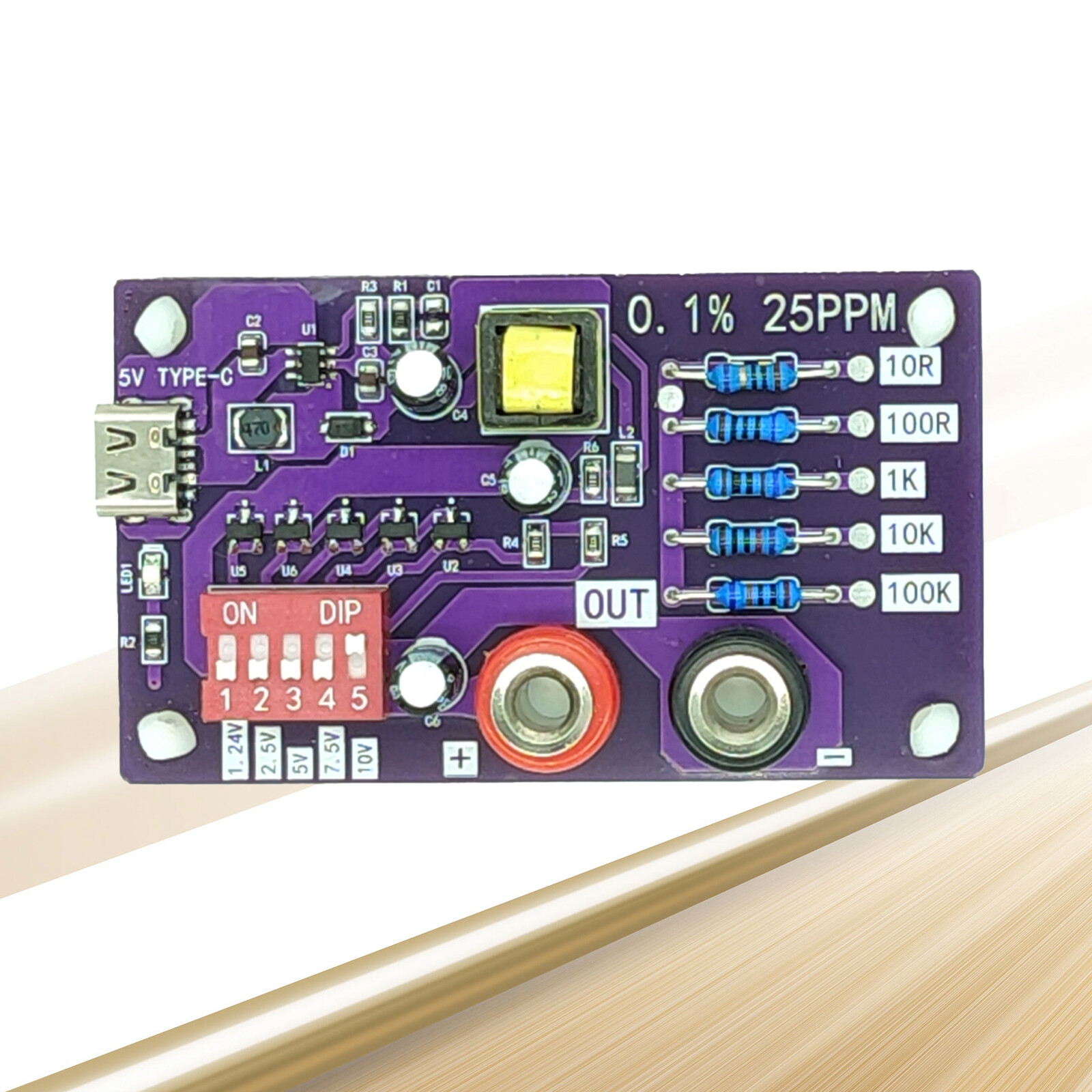 Precision Voltage Reference Module 5-Channels 5 Levels Resistors of Calibratio
