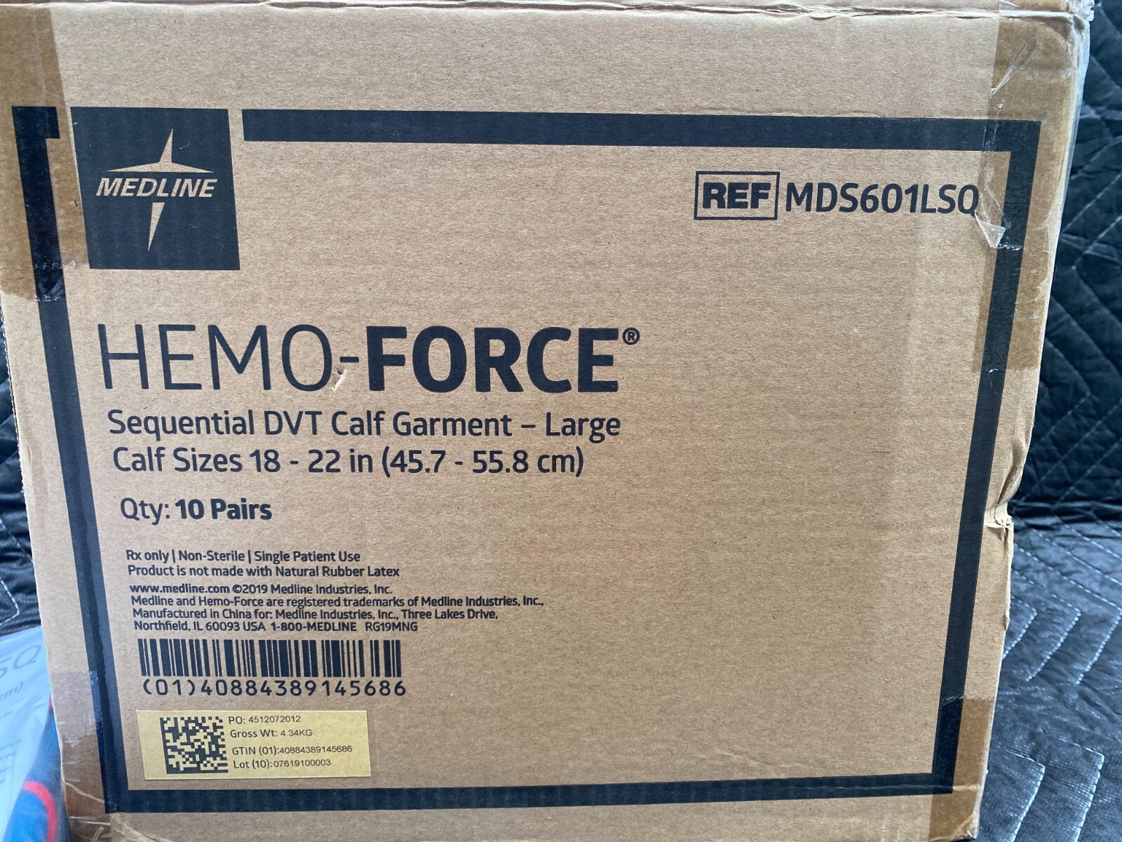 QTY 10 Medline Hemo-Force SQ Sequential DVT LARGE Calf Sleeve Garment MDS601LSQ
