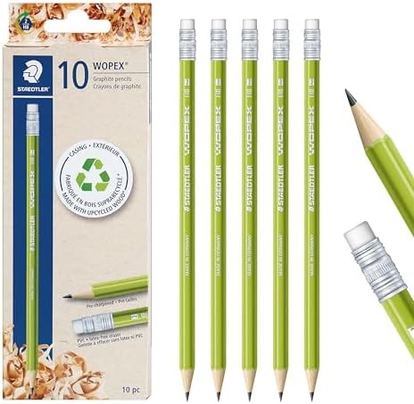 STAEDTLER WOPEX Pre-Sharpened #2 Pencils, Pack of 10 – Ergonomic Triangular Shap