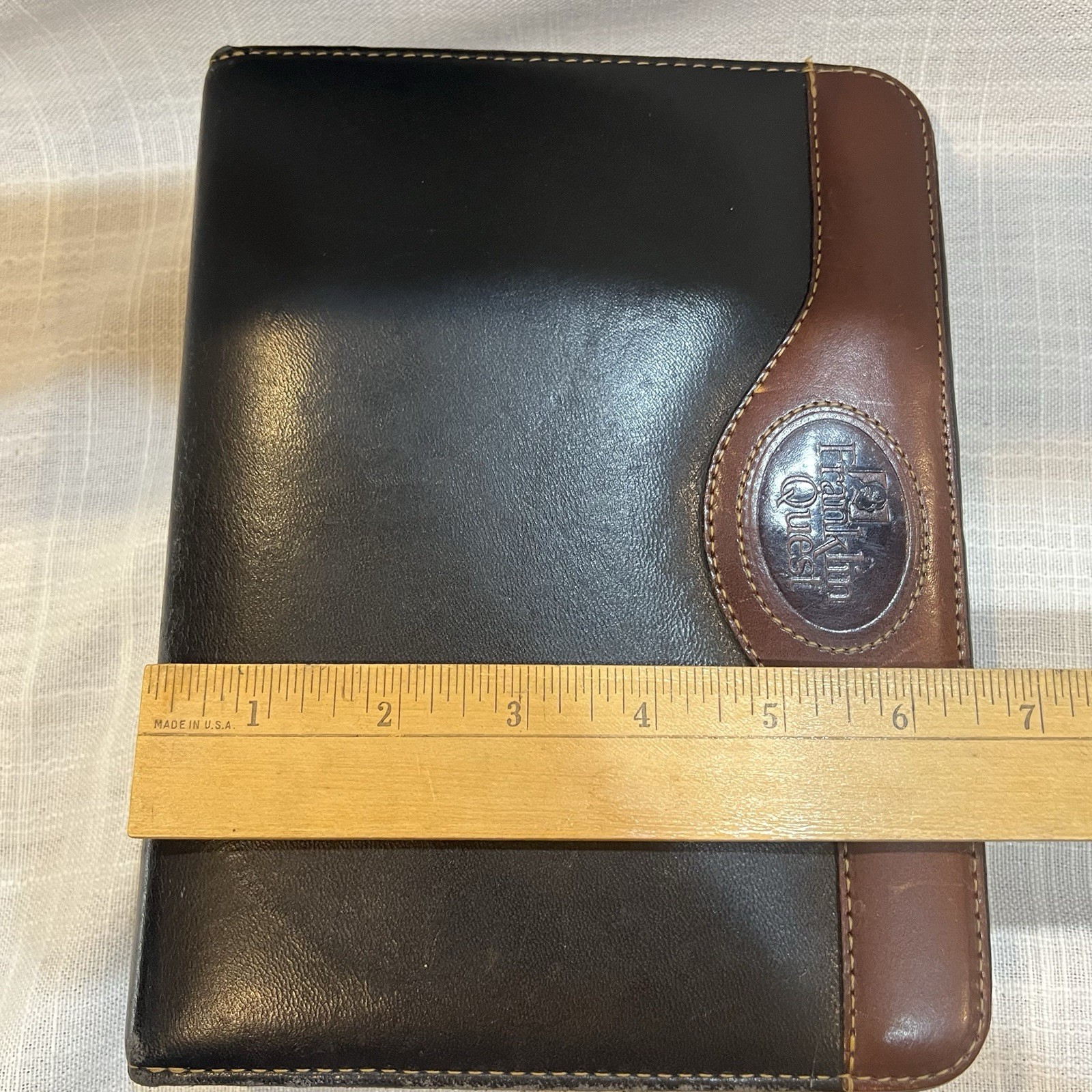 Franklin Quest Woodman Planner Full Zip 6 Ring Leather Organizer Binder VINTAGE