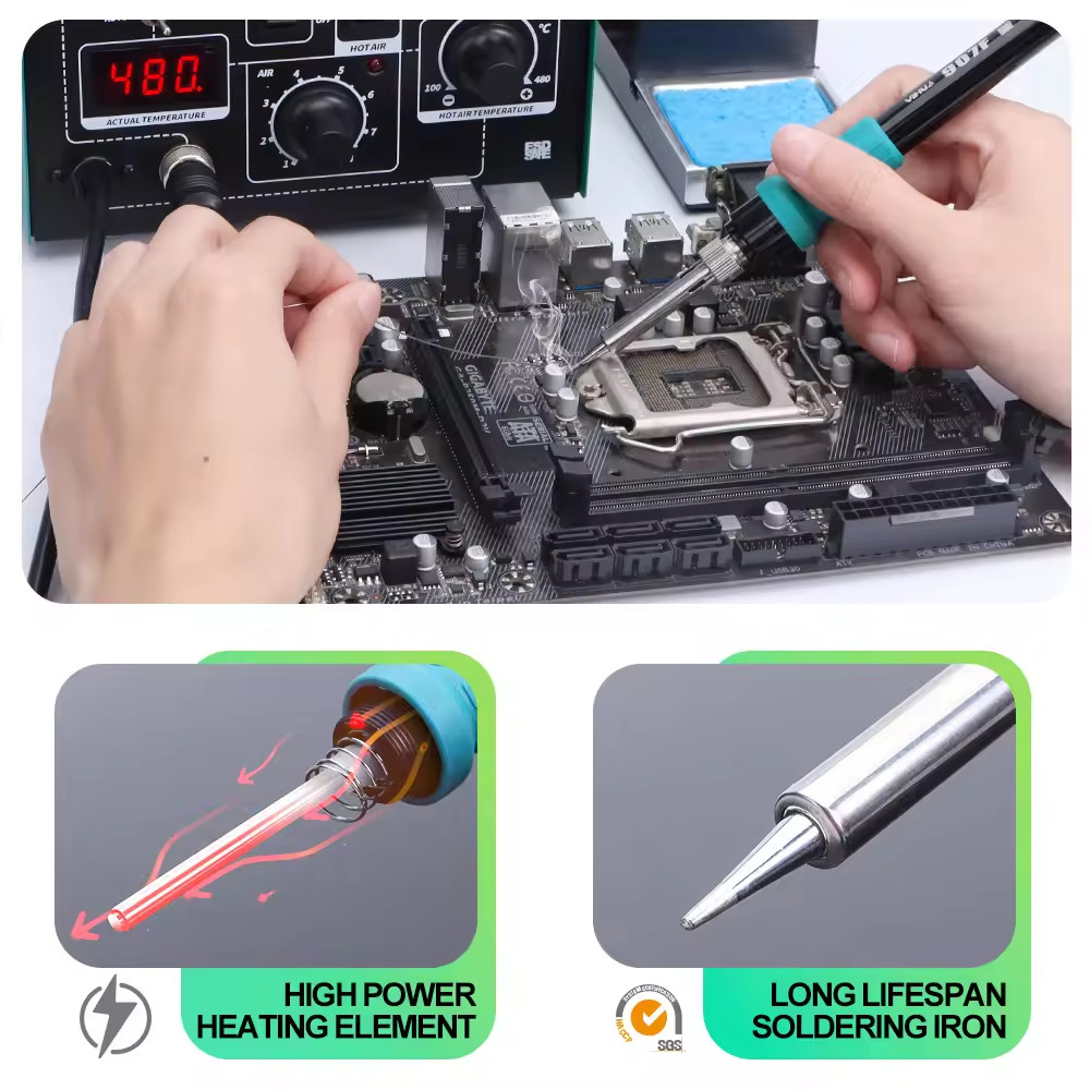 YIHUA 862D++ Soldering Station 750W Digital 2-in-1 Hot Air + Iron Rework Station