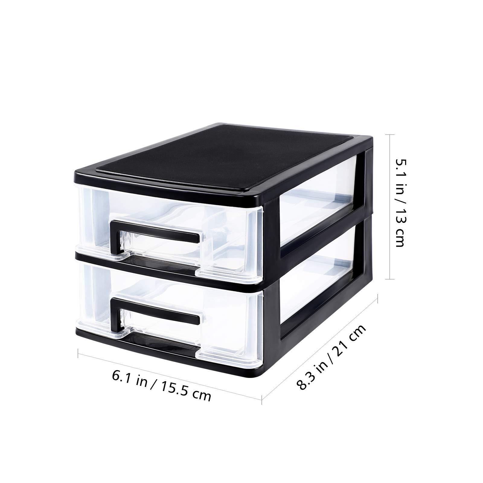 2-Tier Clear Desktop Organizer with Drawers -Stackable Storage Box for Makeup…