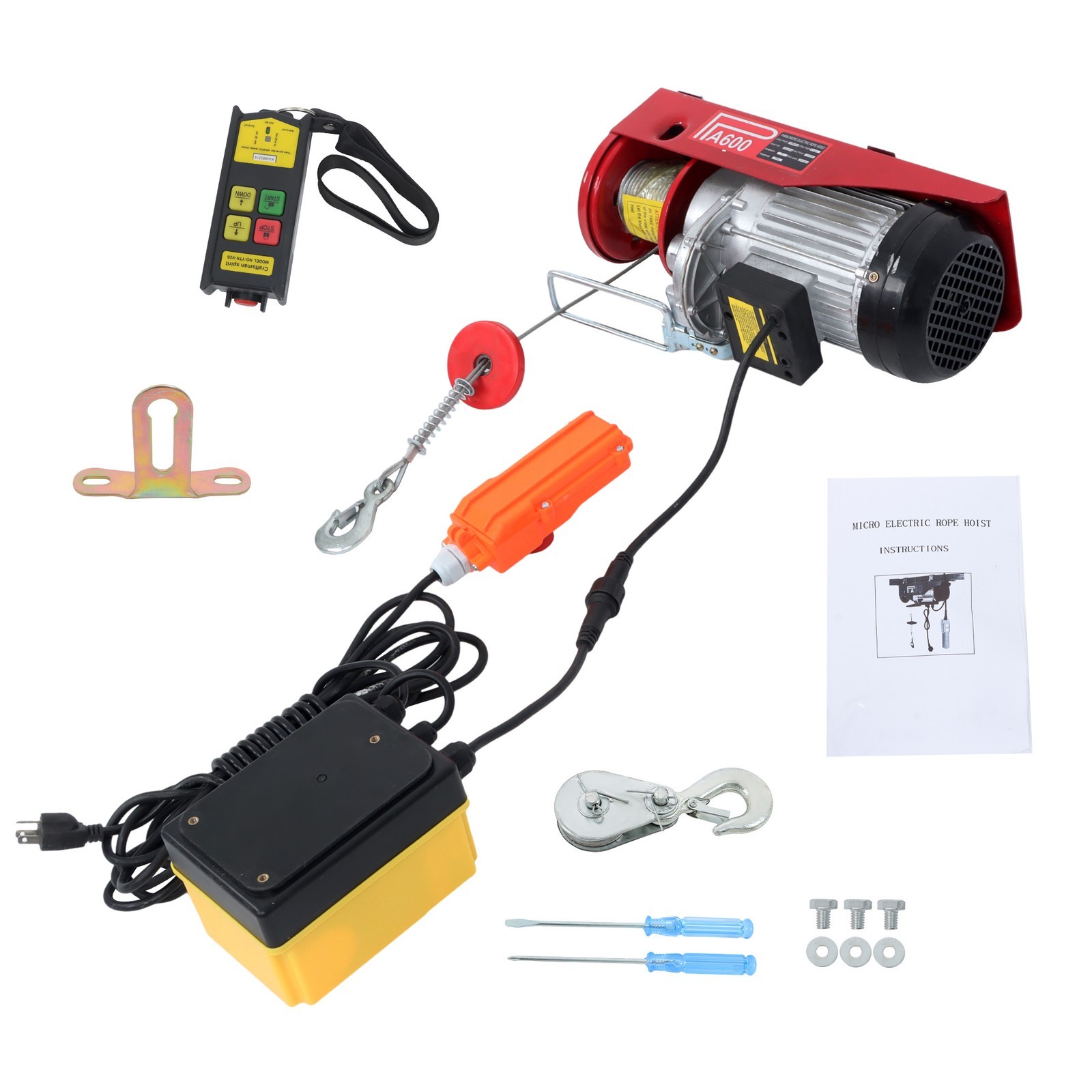 1320lbs Electric Hoist w/ Wireless & Wired Dual Control 40ft/20ft Lifting Height