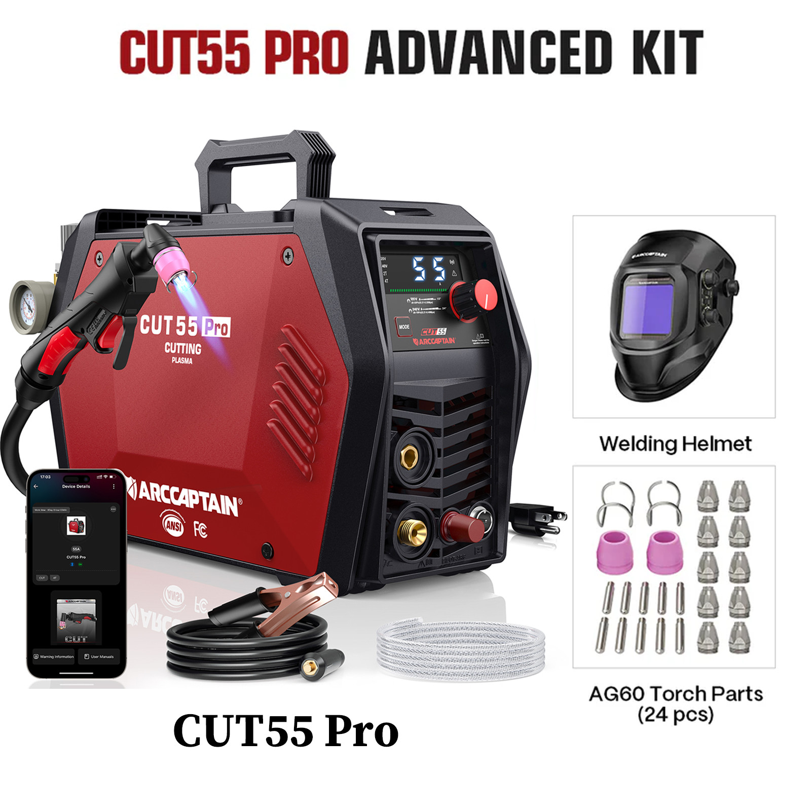 ARCCAPTAIN iControl Plasma Cutter 55A Non-Touch Pilot Arc 120/240V Dual 3/4″ Cut