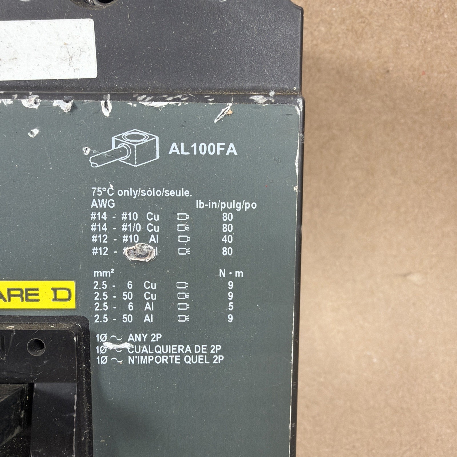 TESTED🔥 SQUARE D FH 70 A 3 pole 70 amp 600v AL100FA Switch 7106YK