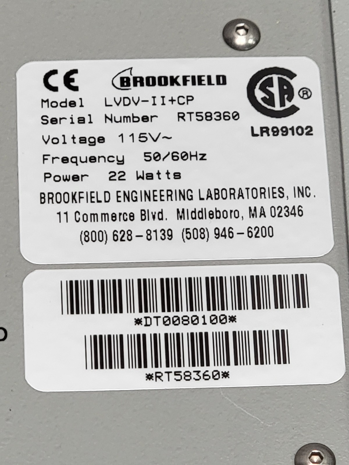 LITTLE USE – WITH SPINDLE – Brookfield DV-II+ Viscometer VERSION: 5.0 LVDV-II+CP