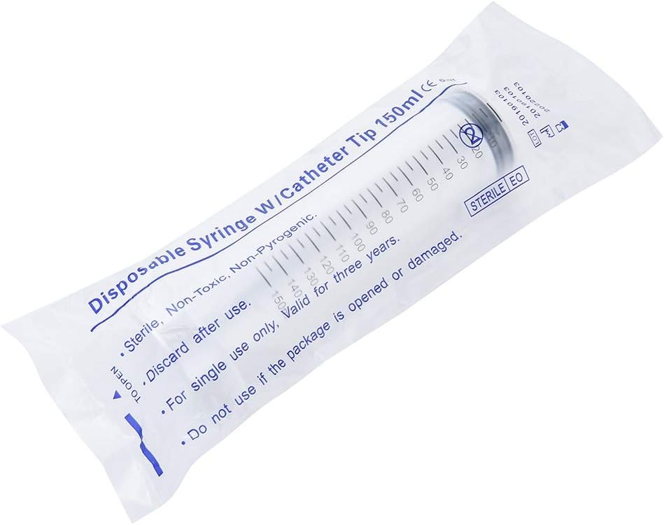 4 Pack 150ml Syringe with Tip Adapter, Large Plastic Garden Industrial Syringes