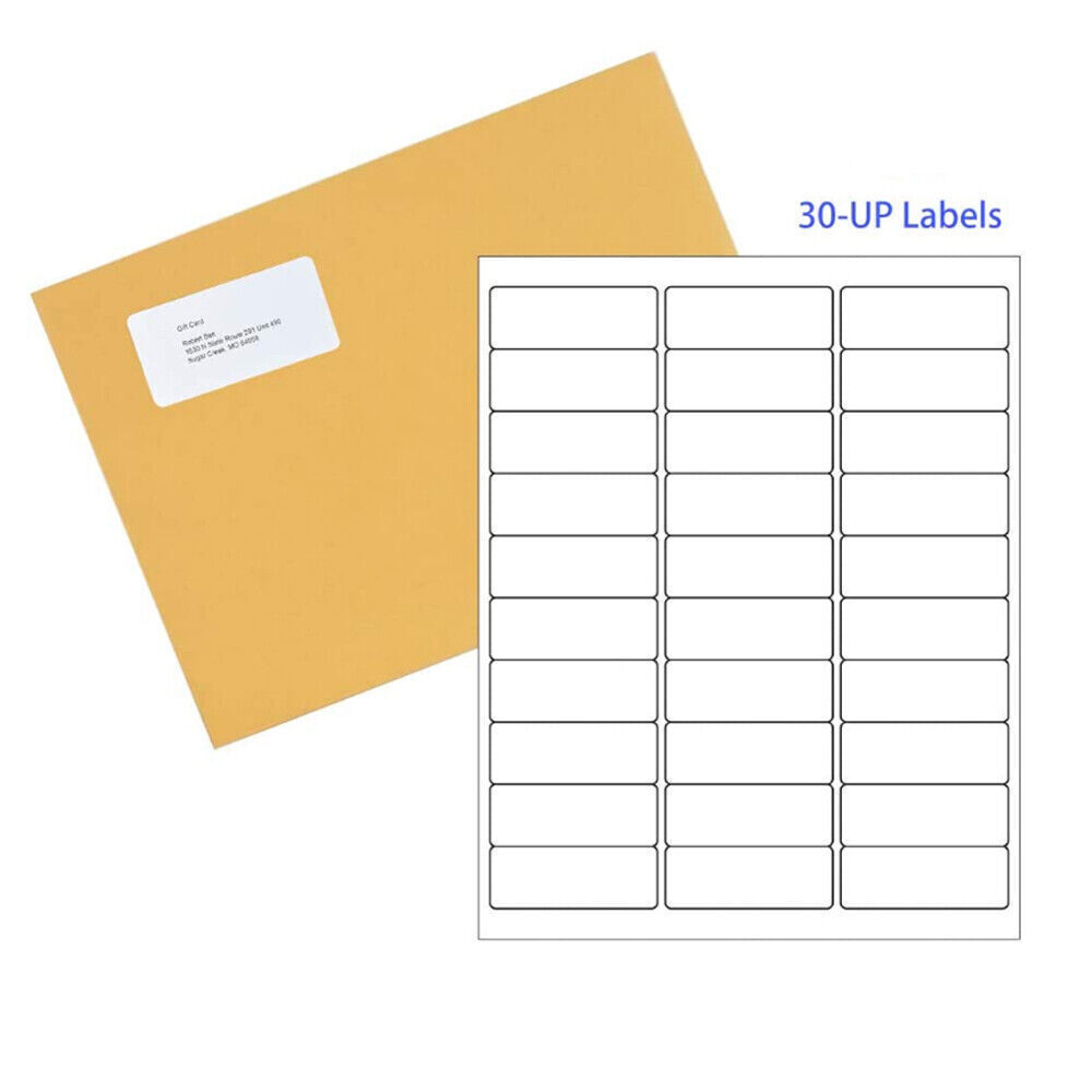 30/sheet 1″ x 2 5/8″ Address Mailing Labels Sheet FBA SKU Labels 30 UP Adhesive