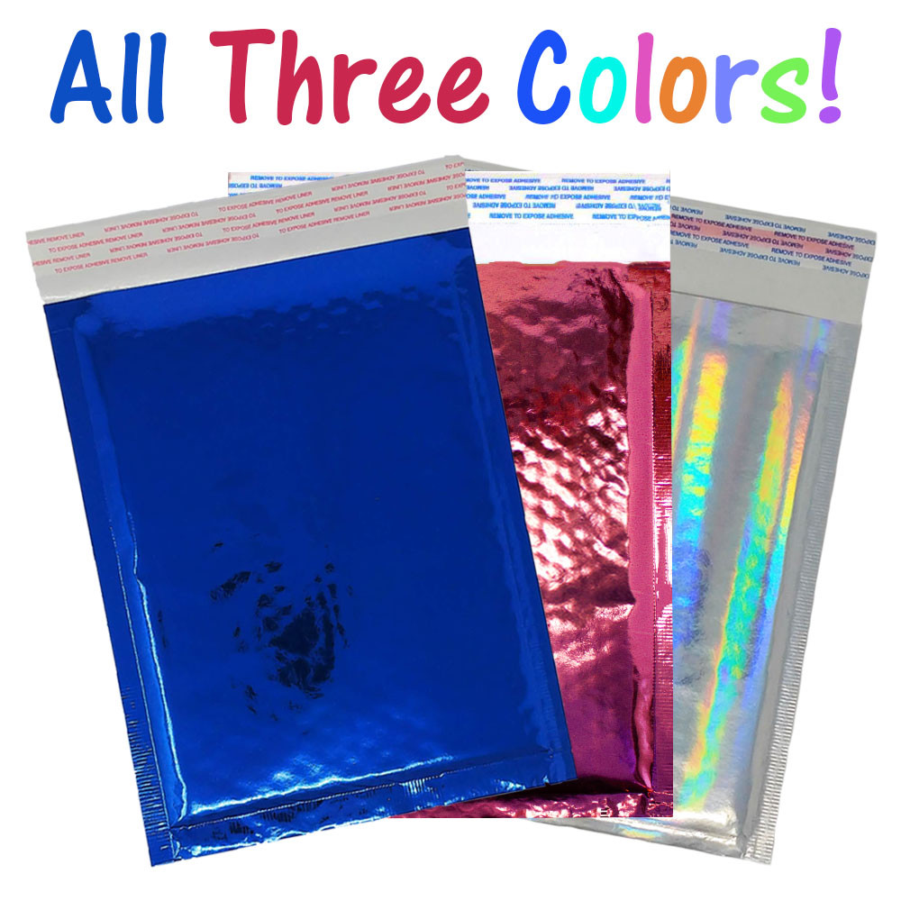 6×10 Cobalt Blue Pink & Hologram Metallic Bubble Mailers Shipping 6×9 Envelopes