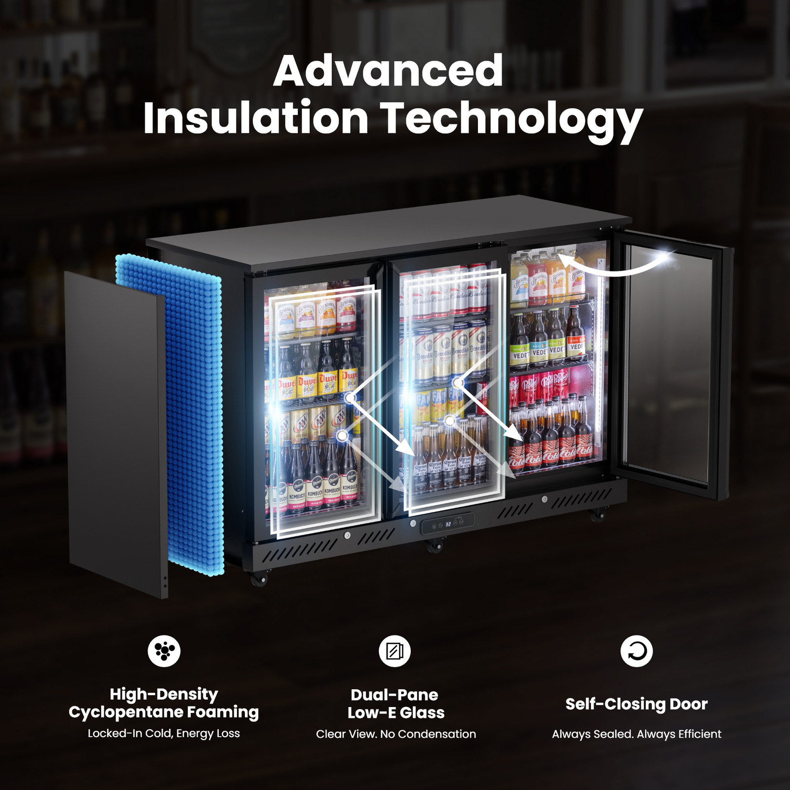 Yeego 10 Cu.Ft Back Bar Cooler Commercial Beverage Refrigerator Under Counter