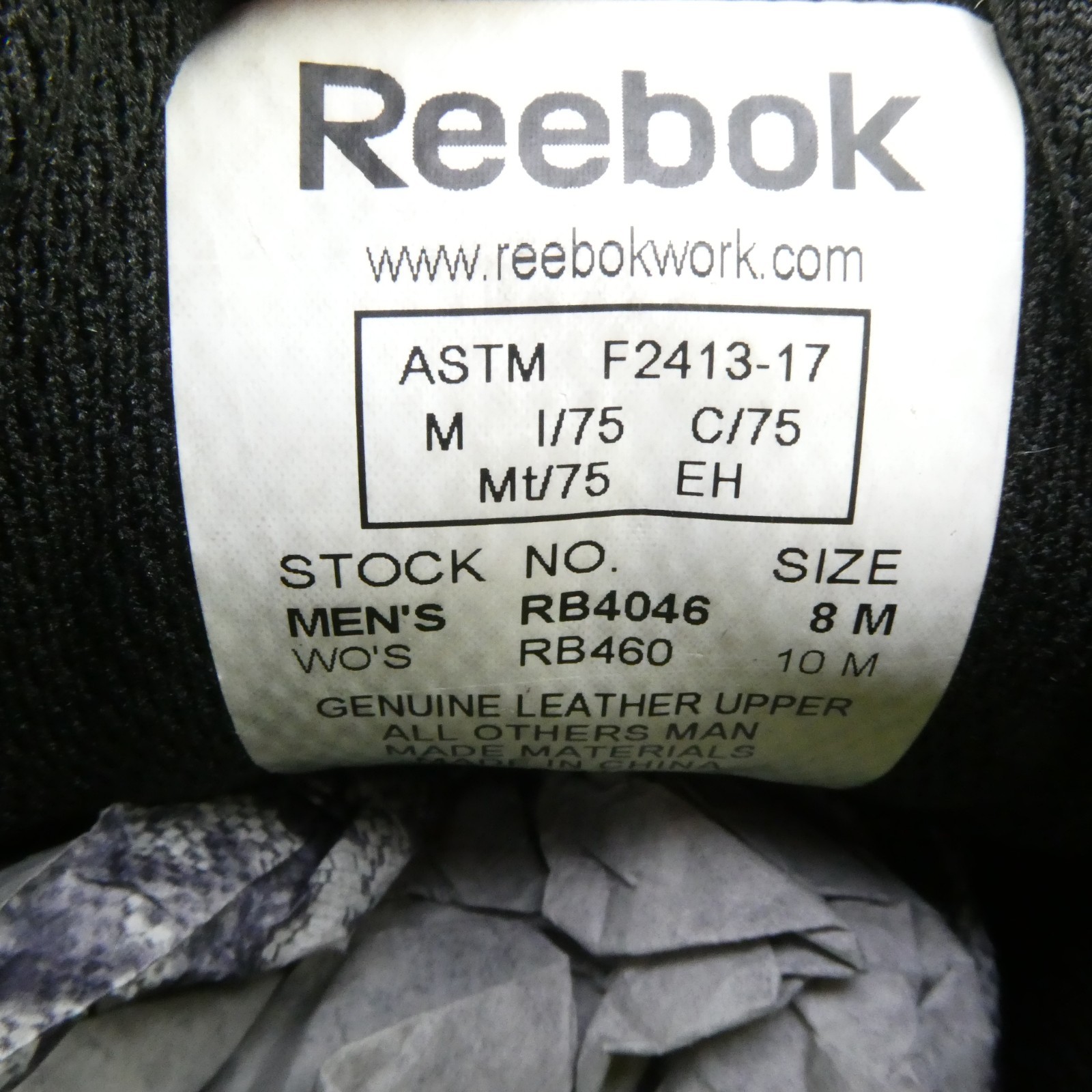 Reebok Work Unisex Men’s 8 -Women’s 10 Sublite Cushion Electrical Alloy Toe Work