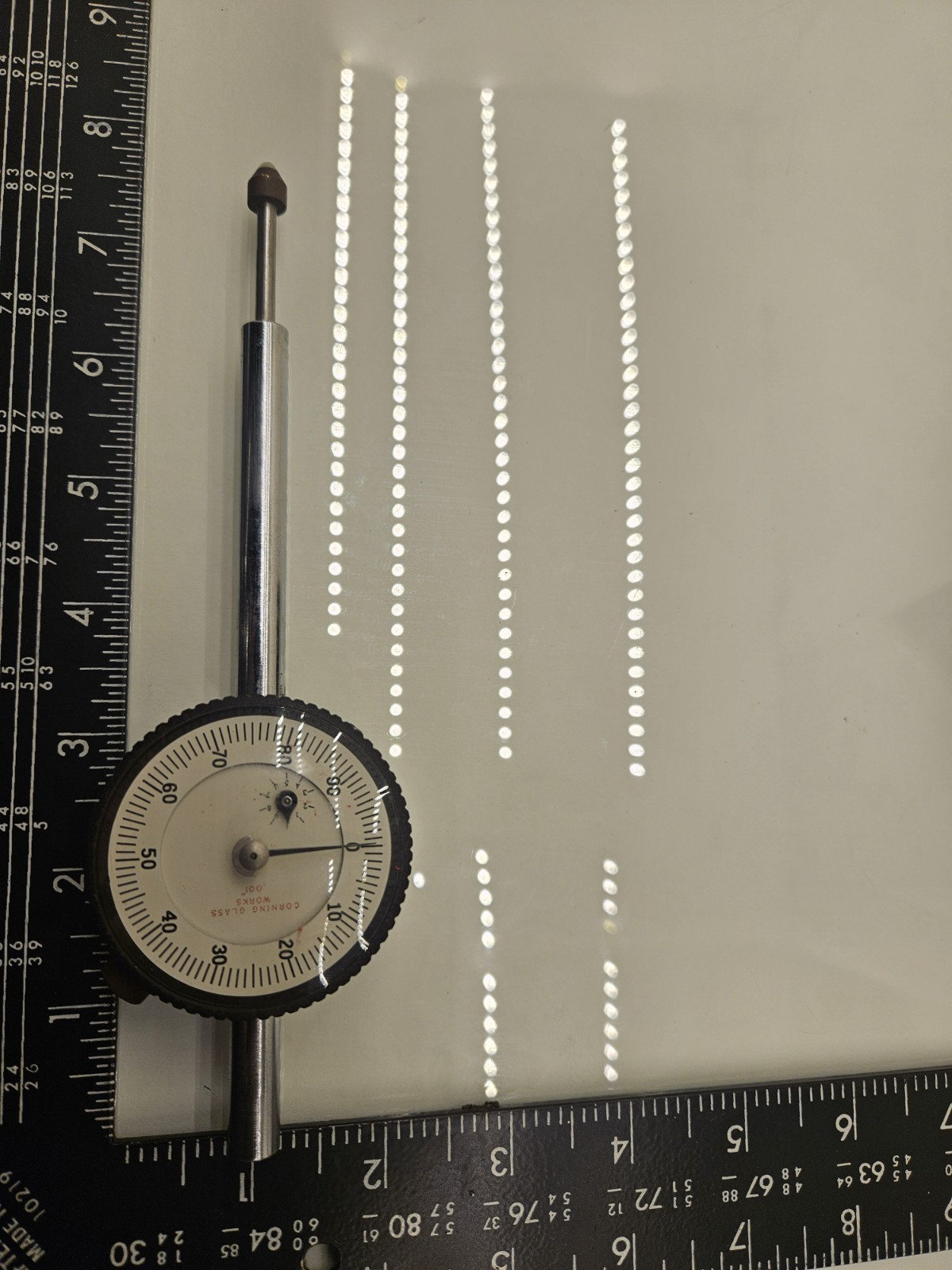 Corning Glass Works Dial Indicator .001″ Tool No. 1201-3 Fully Functional