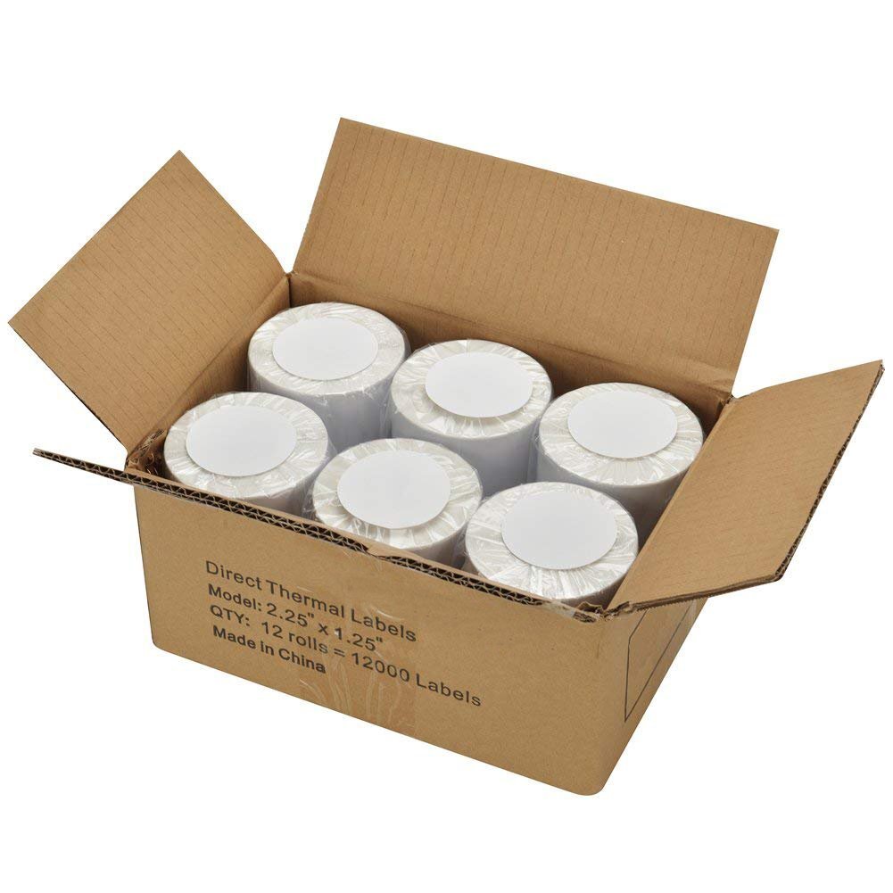 2.25 x1.25 Direct Thermal Barcode Labels Zebra LP2824 TLP2824 LP2844 – 1000/Roll