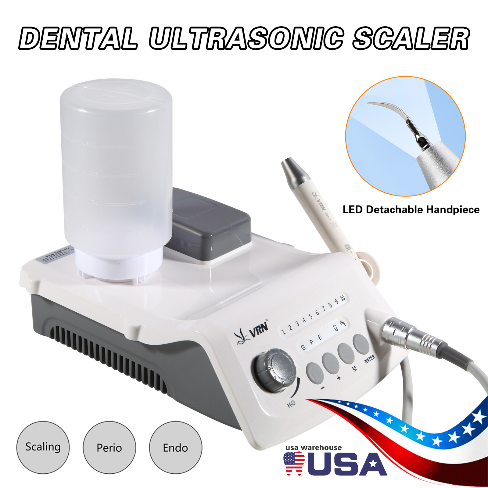 Upgrated Dental Ultrasonic Scaler fit EMS + LED Handpiece+Tips+Bottle VRN-A8