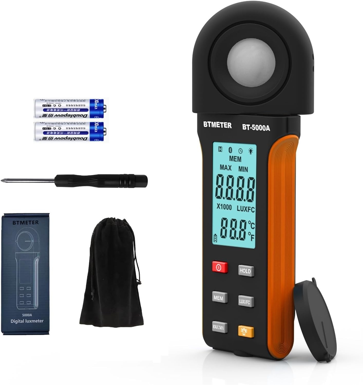 Light Lux Meter Logger BT-5000A, Digital Lumen Tester Measure Lighting Level In