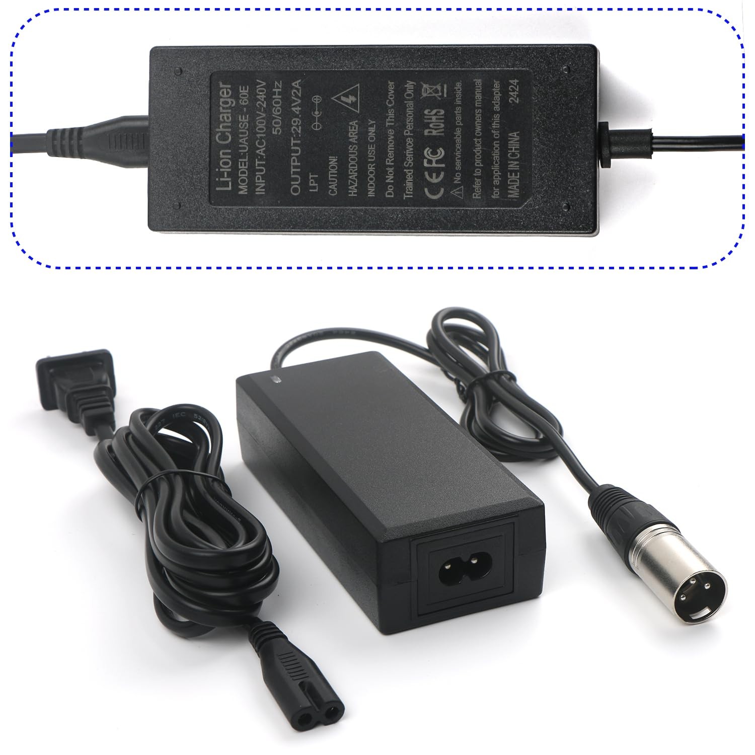 Uause 29.4V2A 3 Pin Xlr Charger Replacement For Lithium Battery Charging And