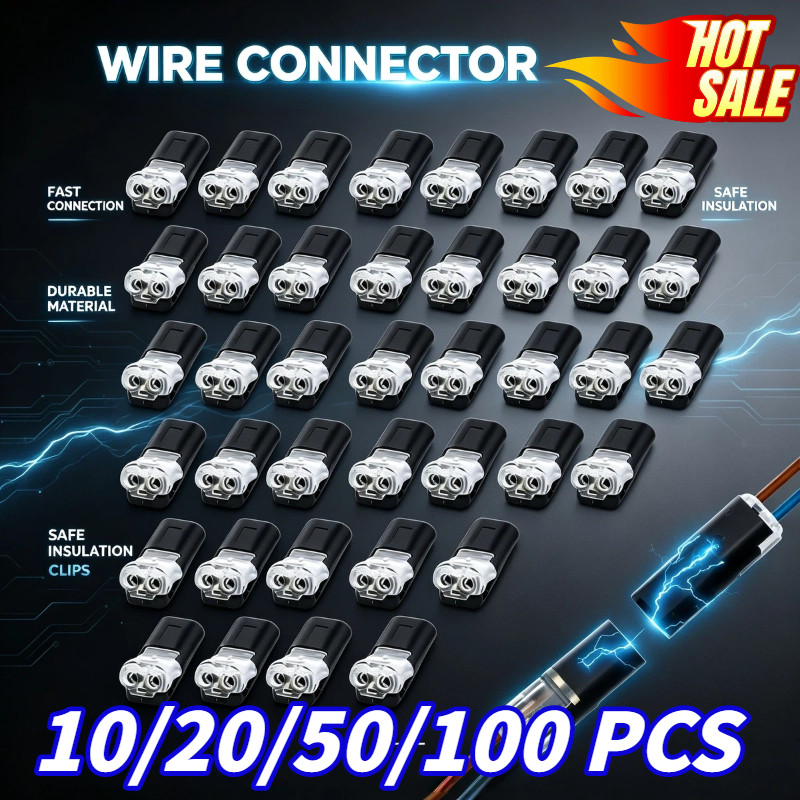 NEW Double-Wire Plug-in Connector,Cable Clamp with Locking Buckle, 10~100pcs