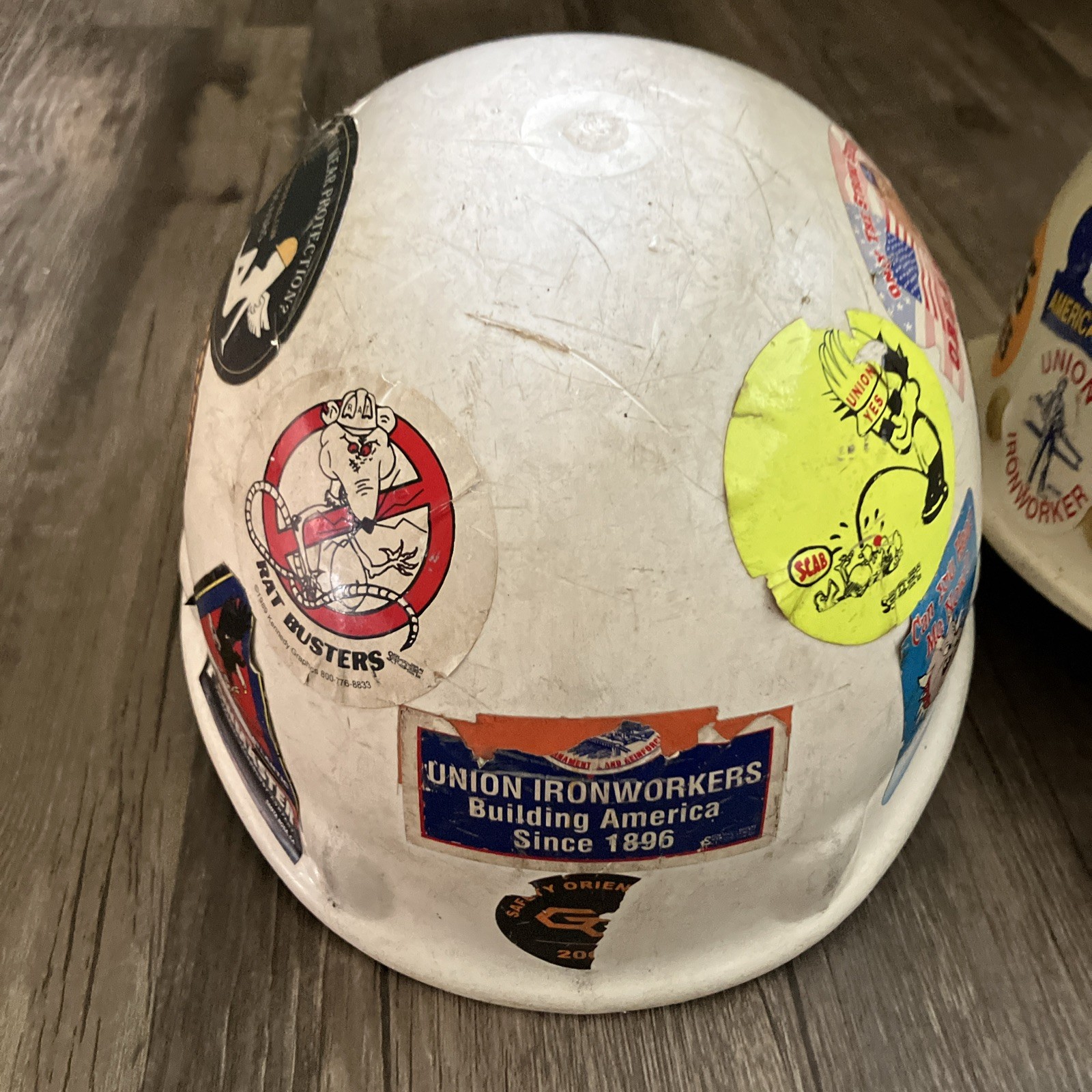 Lot 2 Vintage Fibre-Metal Hard Hats White Class E & G Seattle Ironworker Union