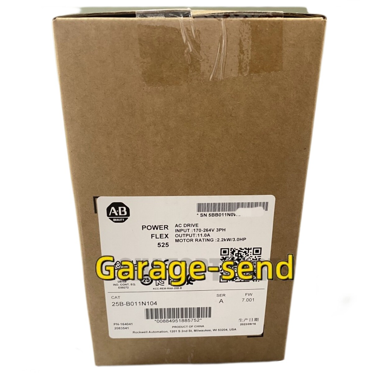 Allen-Bradley 25B-B011N104 Ser A PowerFlex 525 AC Drive 3HP 2023 New TX STOCK