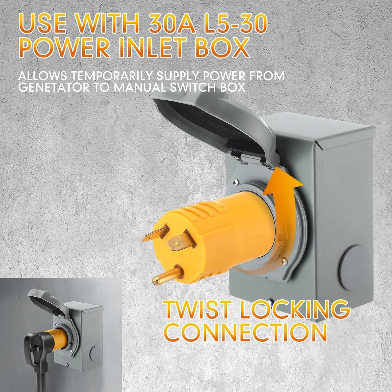 NEMA TT-30P to L5-30R 30 Amp Plug Adapter 3 Prong RV Plug with Locking Connec…