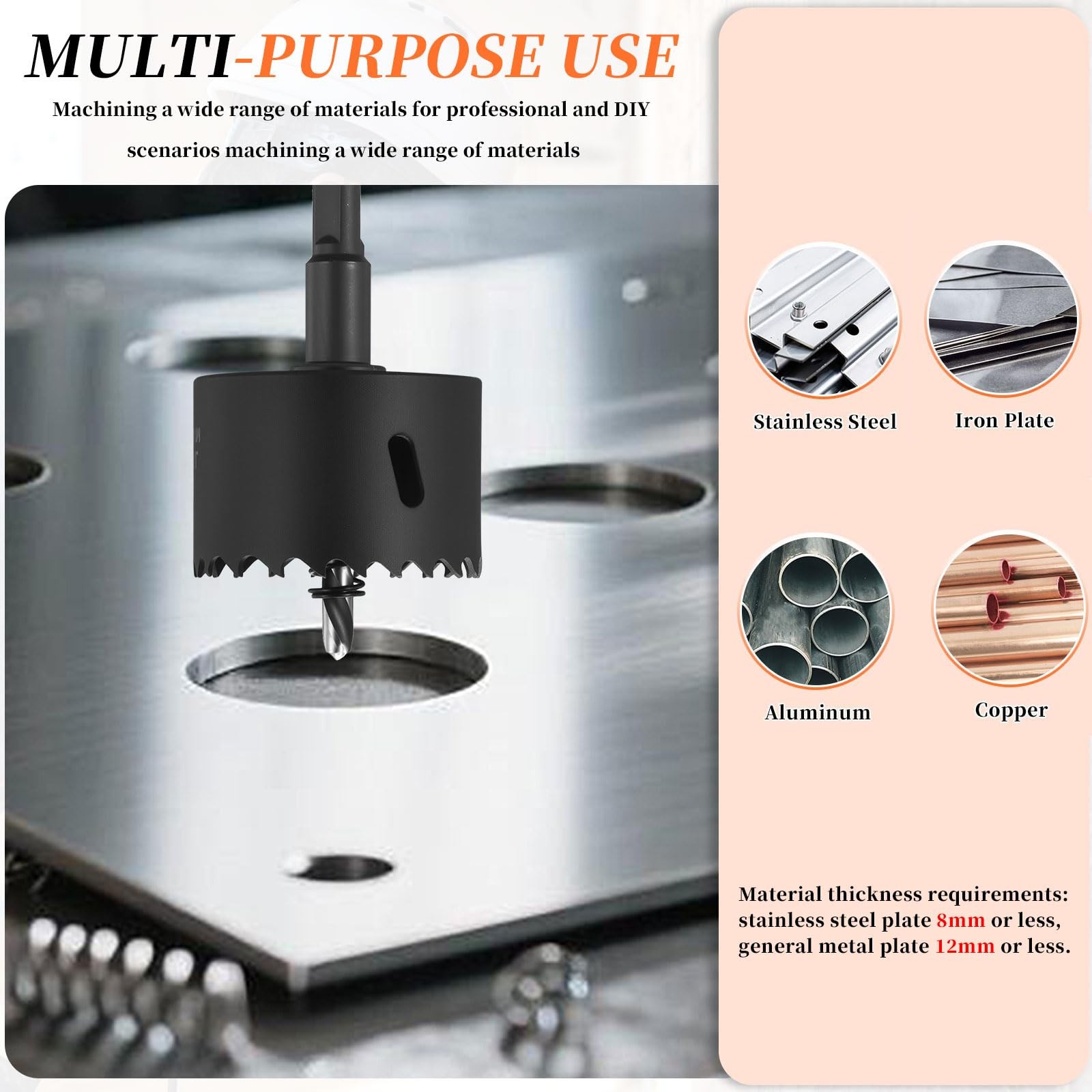 METALLIXITY Bi-Metal Hole Saw 2-1/16″, M42 HSS Circular 52mm（2-3/64″）, Black