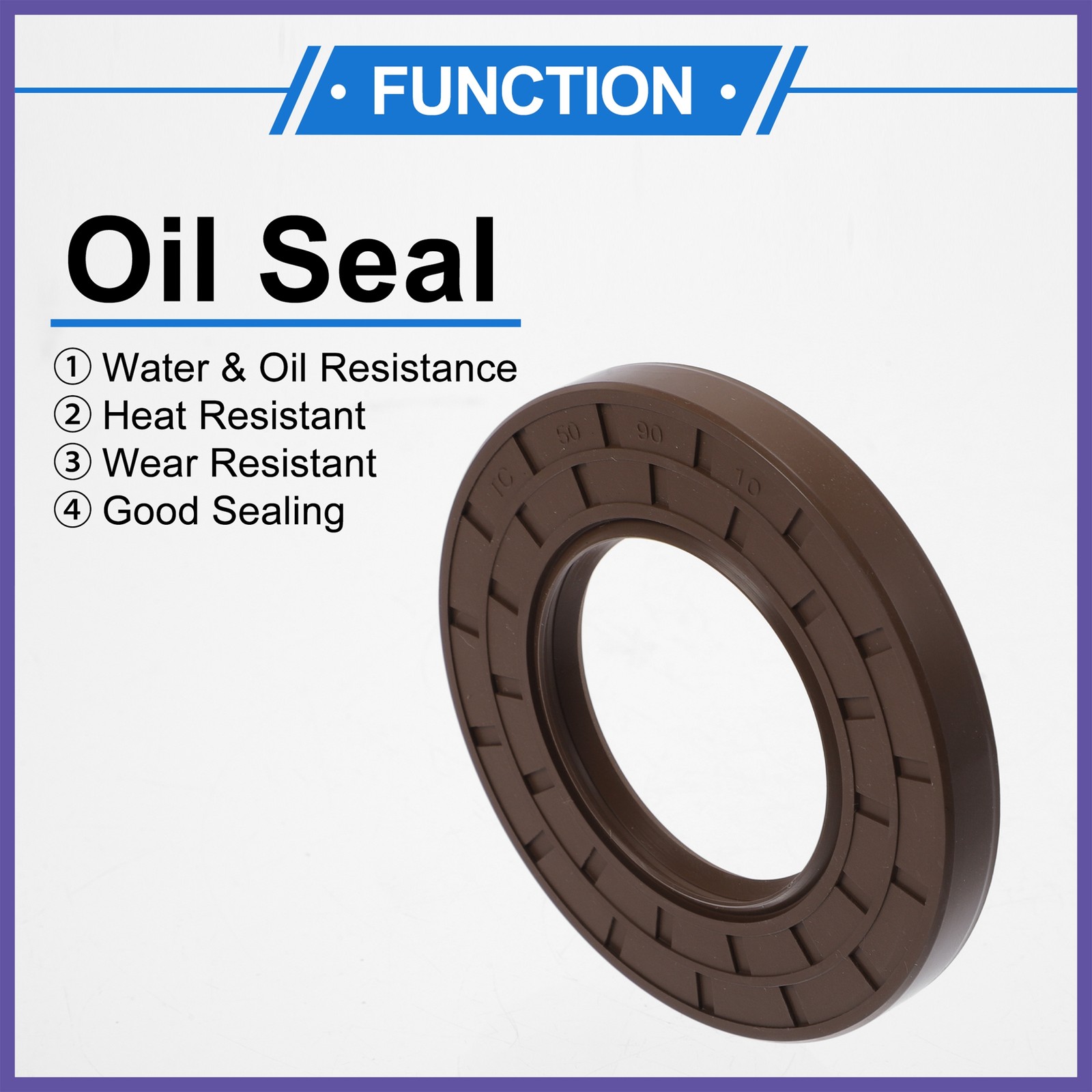Oil Seal Seal Ring Rotary Shaft Seal FKM Rubber 50x90x10mm 2 Pcs