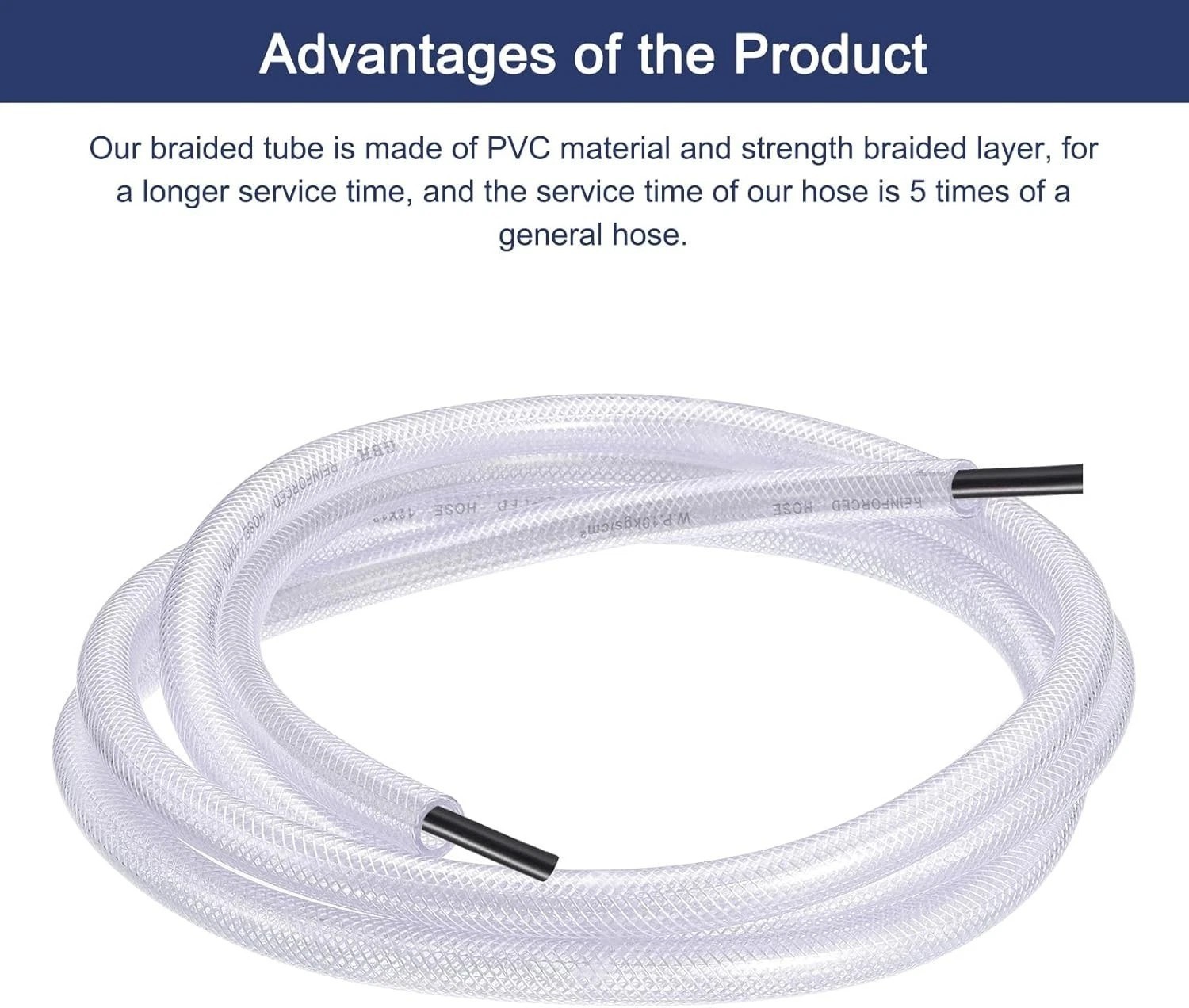 3/8″ ID x 5/8″ OD 50 Ft PVC Tube Braided Reinforced Tubing Flexible Hose Pipe…