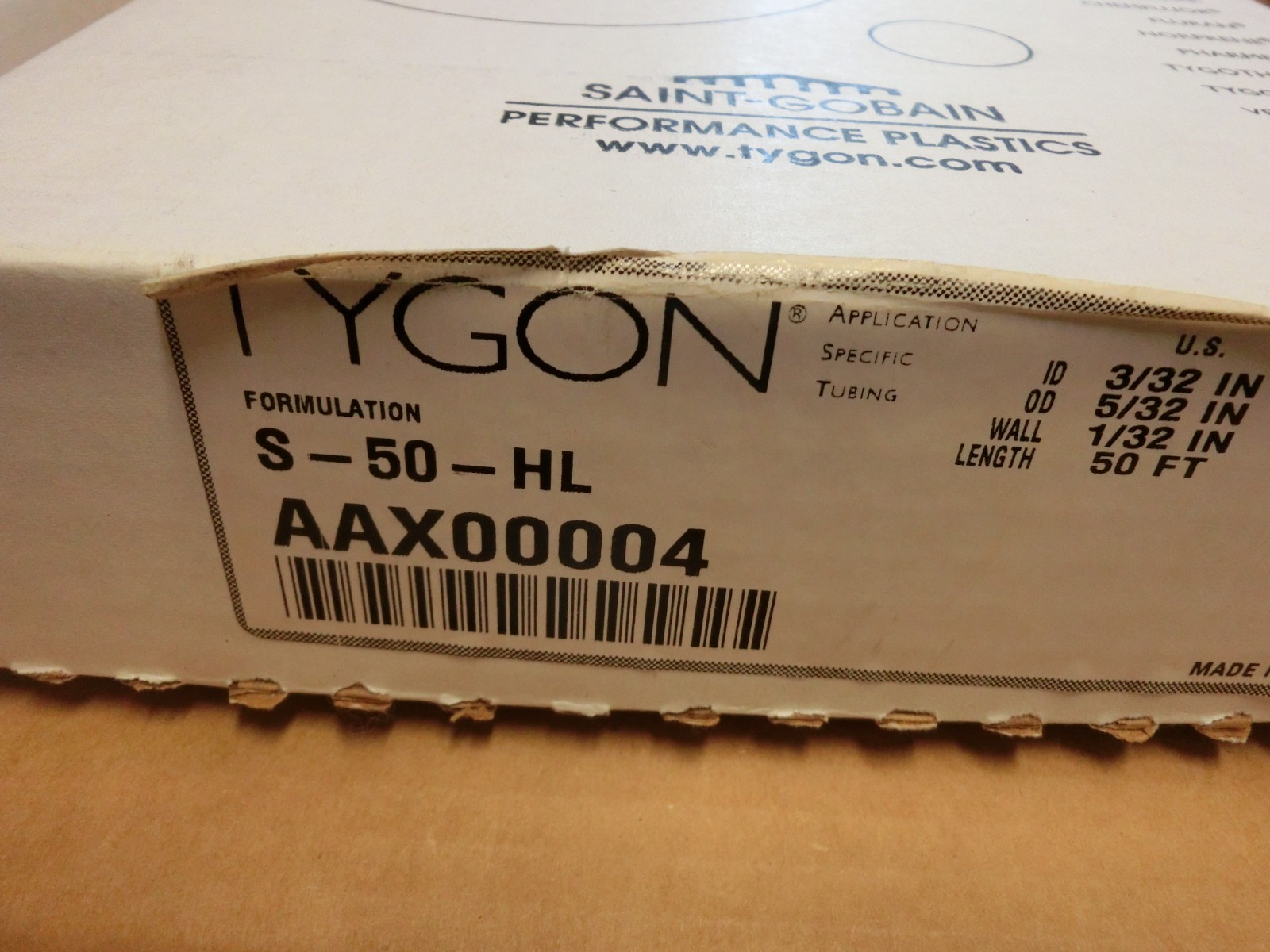 Tygon Tubing 50 ft OD 5/32″ ID 3/32″ AAX00004 S-50-HL