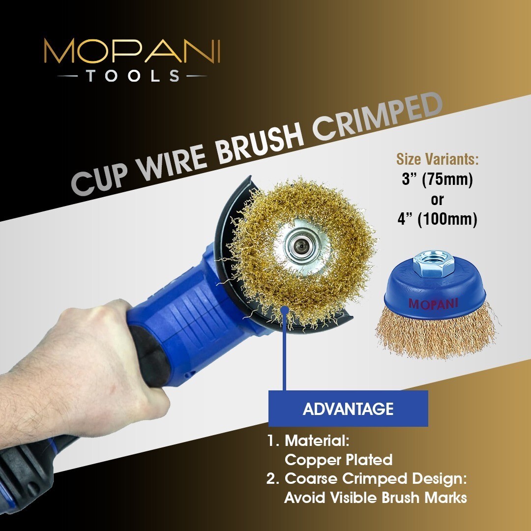4″ Crimped Wire Cup Wheel Brush Set For Grinders, 5/8″-11 Threaded Arbor: 2 Pack