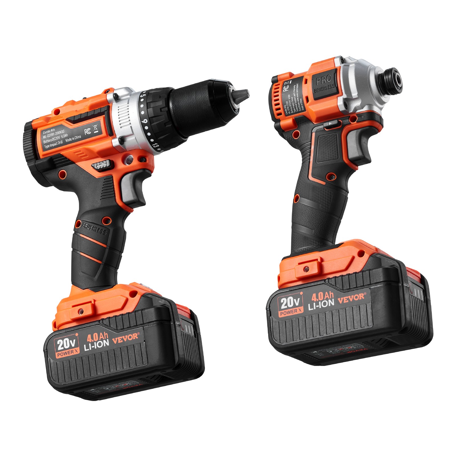 VEVOR Tool Combo Kit Max 20V Cordless 2-Tool Power Combo Kit with 4A Batteries