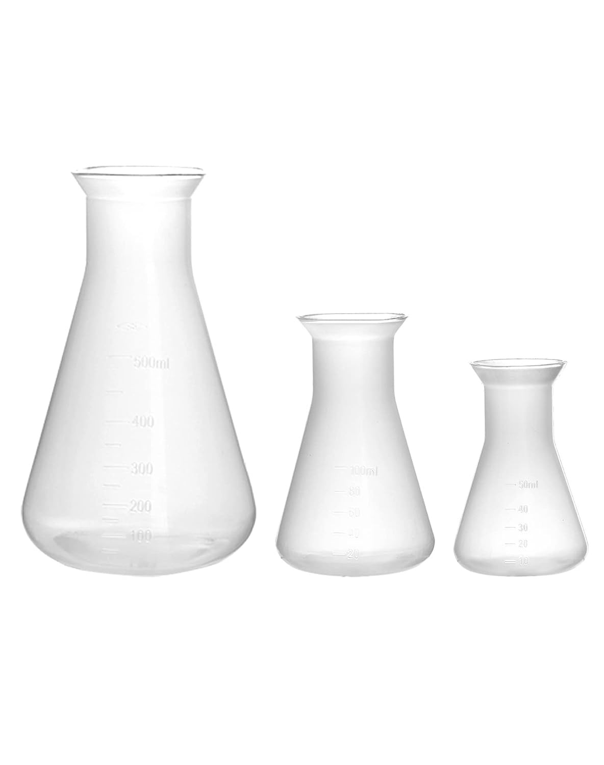 Plastic Conical Flask Set 50Ml 100Ml 500Ml – Semi-Transparent Lab Flask for Teac