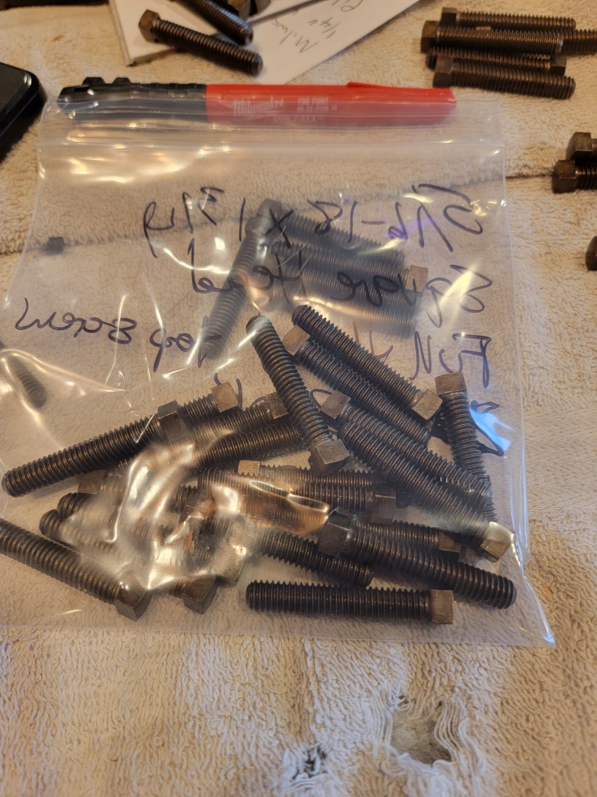 5/16-18 x 1-3/4 Case Harden Square Tap Bolt, Full Thread. 20pk