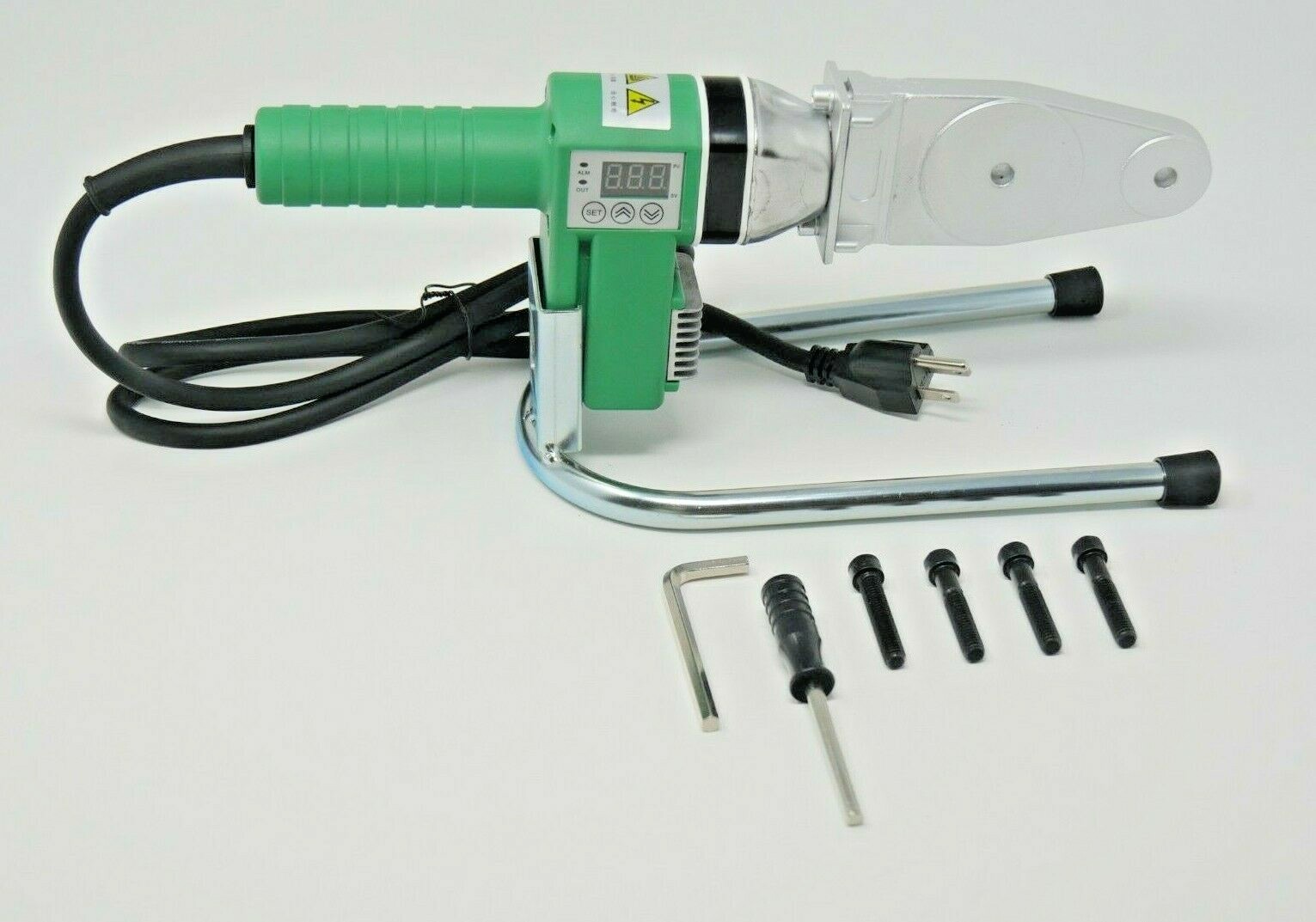 110V – HDPE Pipe Fusion Welding Tool w/ Case & 1/2, 3/4, 1 & 1-1/4″ IPS Sockets