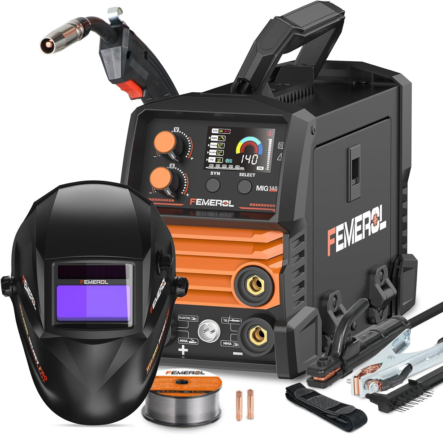 140A 3 in 1 MIG Welder,Flux Core, Mig/Lift Tig/Stick Welding Machine 110V Portab