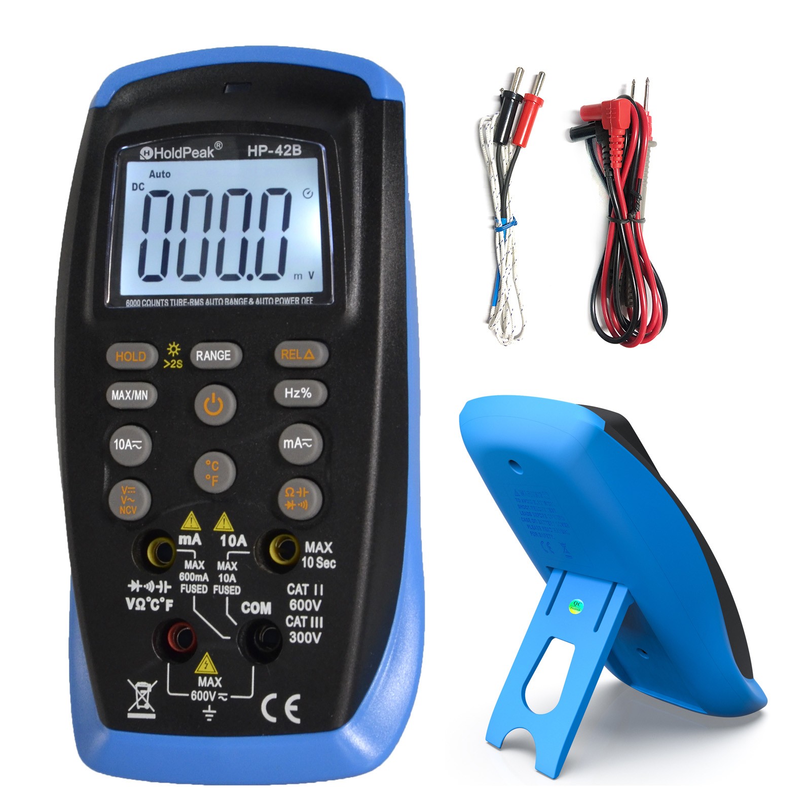 Digital Multimeter 6000C TRMS 600V 10A 60MΩ 200kHz Auto-Range NCV Data Hold
