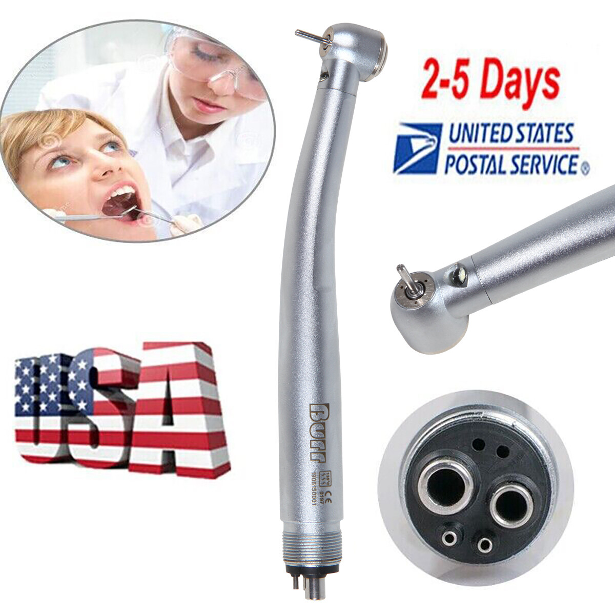 NSK Style Dental Fiber Optic LED E-generator High Speed Handpiece Turbine 4 HOLE
