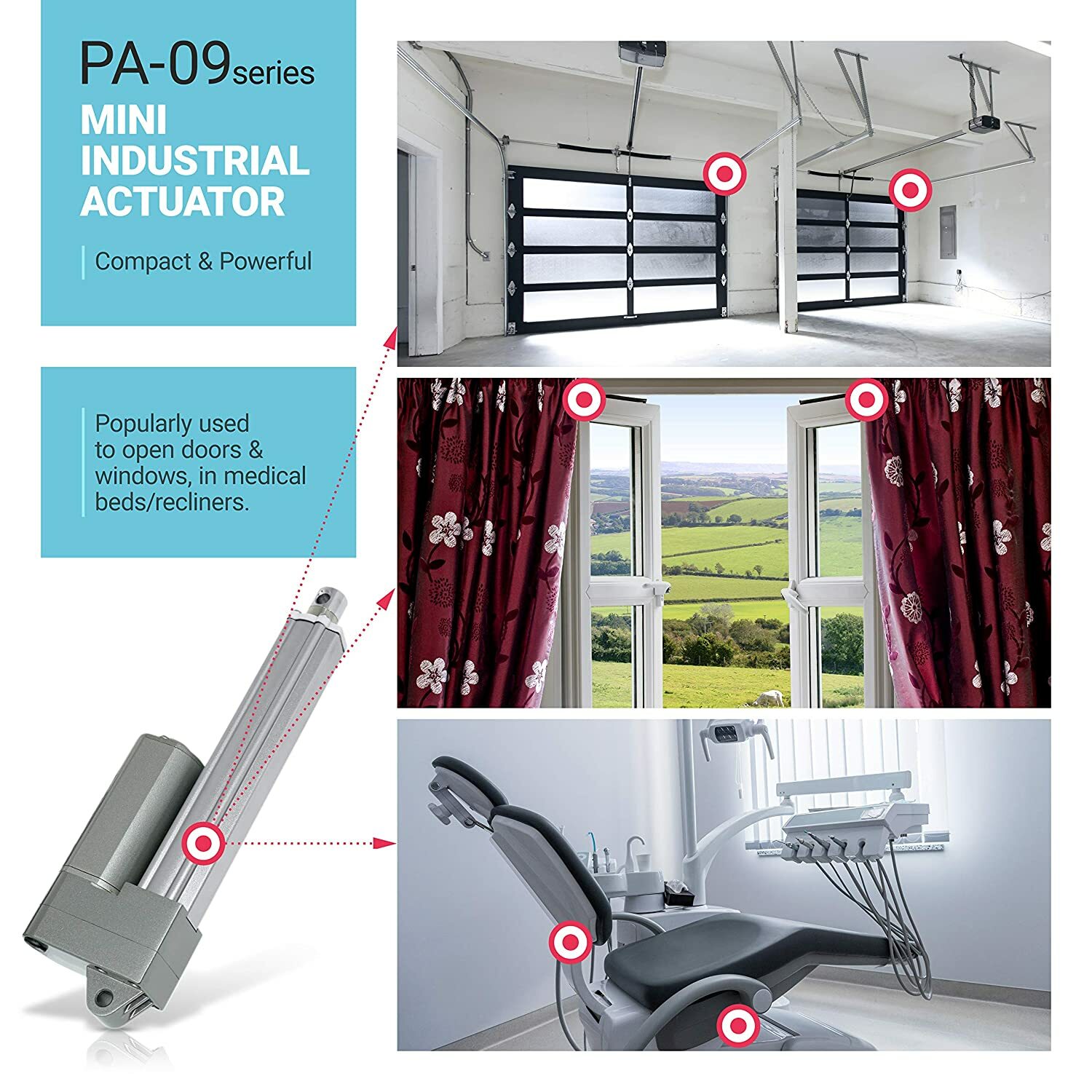 12V Industrial Linear Actuator (2″-40″ stroke, 330 lbs. force) – PA-09 model