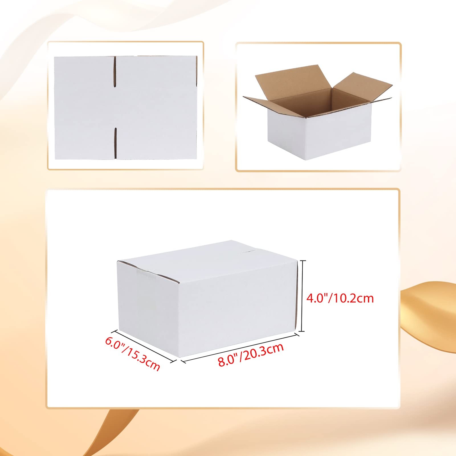 8x6x4 Shipping Boxes Set of 40, White Corrugated Cardboard Box for Mailing Pa…