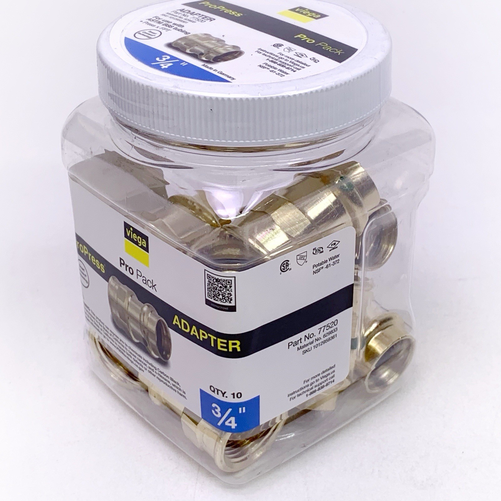 Pack Of 10 Viega ProPress Brass Adapter 3/4″ Press Fittings Female NPT NEW