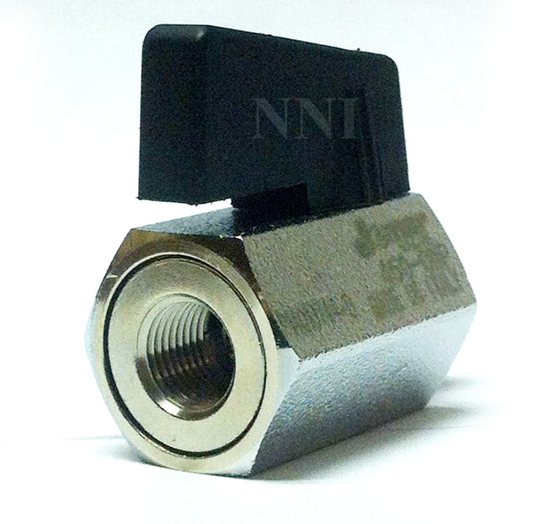 1/8″ Mini Ball Valve Chrome plated, F x M, manual reverse trailer lock out valve